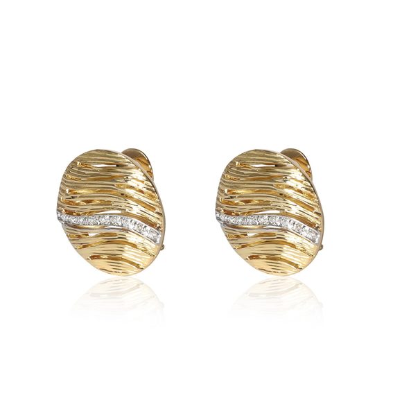 Roberto Coin Elefantino Diamond Earrings in 18K Yellow Gold 0.1 CTW - Picture 2 of 3